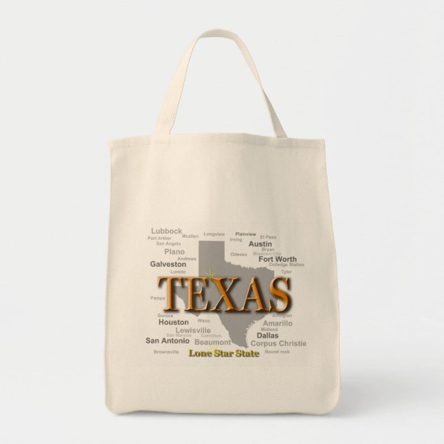 Texas State Pride Karta Silhouette Tygkasse (Framsidan)