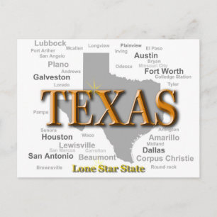 Texas State Pride Karta Silhouette Vykort