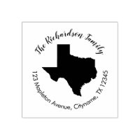 Texas State returadress gummi frimärke