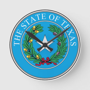 Texas State Seal Wall Clock Rund Klocka