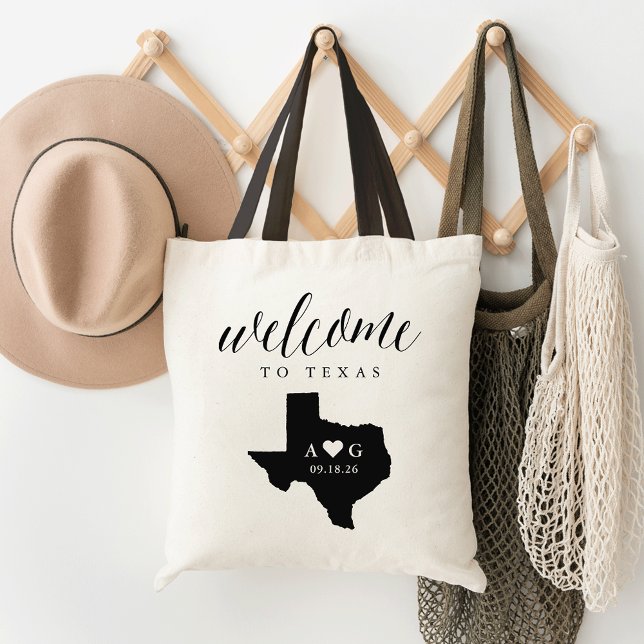 Texas State Silhouette Bröllop Welcome Tote Tygkasse (Skapare uppladdad)