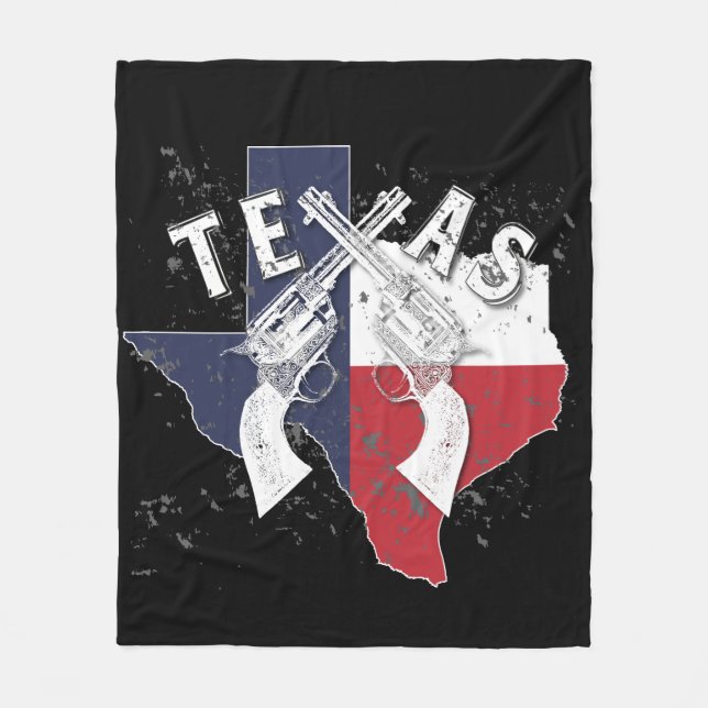Texas State Souvenir Crossed Sex Shooter Pistols Fleecefilt (Framsidan)