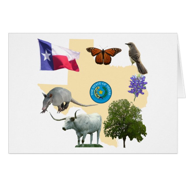Texas State Symbols Hälsningskort (Framsidan Horizontal)
