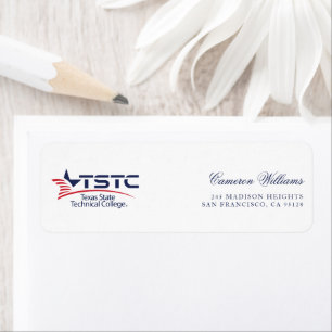 Texas State Technical College logotyp Returadress Etikett