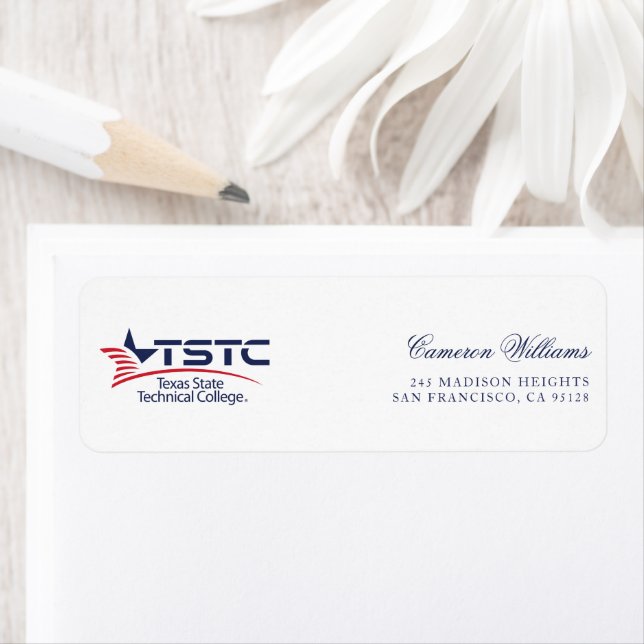 Texas State Technical College logotyp Returadress Etikett (Insitu)