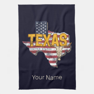 Texas State United Stater Retro Karta Vintage USA Kökshandduk
