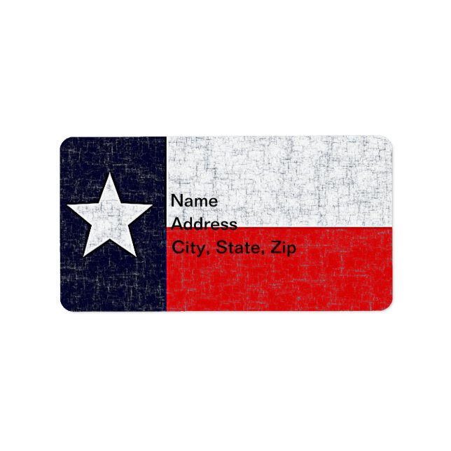 TEXAS STATLIG FLAGGA ADRESSETIKETT (Framsidan)