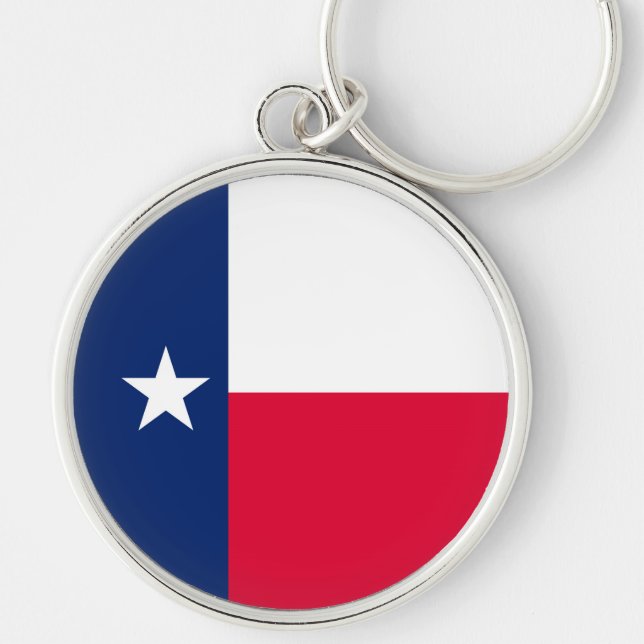 Texas Statlig flagga Design Rund Silverfärgad Nyckelring (Framsidan)