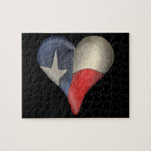 Texas statlig flagga i en hjärta pussel