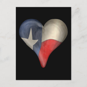 Texas Statlig flagga i ett hjärta Vykort