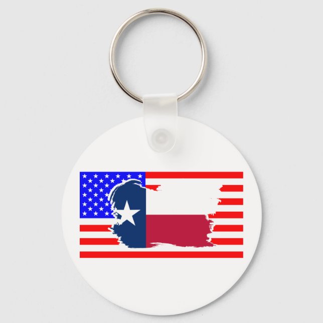 Texas Statlig flagga över USA flagga Nyckelring (Framsida)
