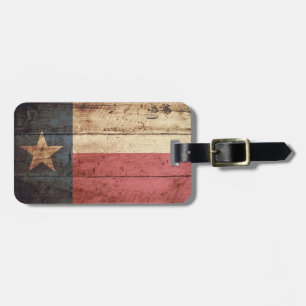 Texas statlig flagga på gammalt Wood korn Bagagebricka