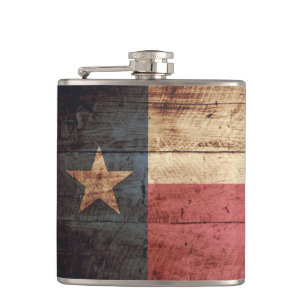 Texas statlig flagga på gammalt Wood korn Fickplunta
