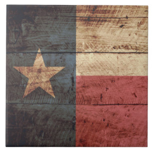Texas statlig flagga på gammalt Wood korn Kakelplatta