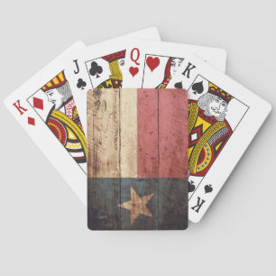 Texas statlig flagga på gammalt Wood korn Kortlek