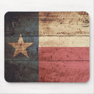 Texas statlig flagga på gammalt Wood korn Musmatta