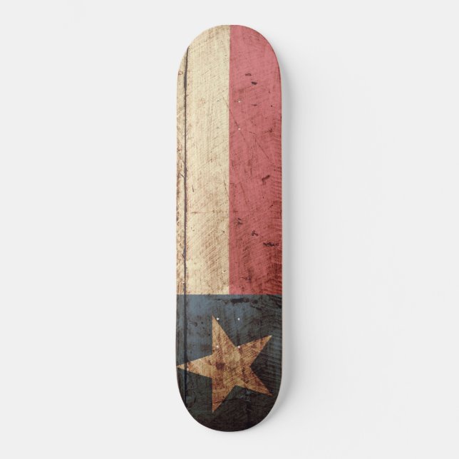 Texas statlig flagga på gammalt Wood korn Old School Skateboard Bräda 18 Cm (Framsida)