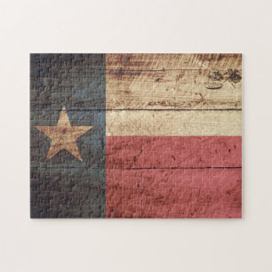 Texas statlig flagga på gammalt Wood korn Pussel