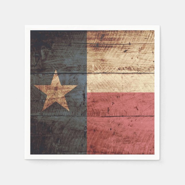 Texas Statlig flagga på Old Wood Grain Pappersservett (Framsidan)