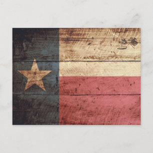 Texas Statlig flagga på Old Wood Grain Vykort