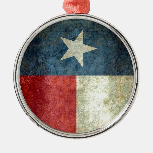 Texas statlig flagga - vertikal banerstil julgransprydnad metall (Framsidan)