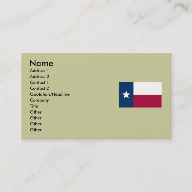 Texas statlig flagga visitkort (Framsida)