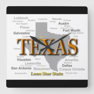 Texas statlig karta fyrkantig klocka