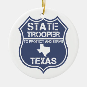 Texas statlig Trooper som ska skyddas och tjänas Julgransprydnad Keramik