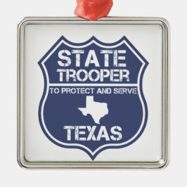 Texas statlig Trooper som ska skyddas och tjänas Julgransprydnad Metall