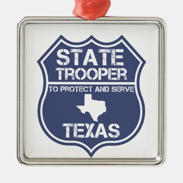 Texas statlig Trooper som ska skyddas och tjänas Julgransprydnad Metall (Framsidan)