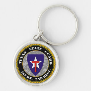 Texas statlig vaktnyckelring rund silverfärgad nyckelring