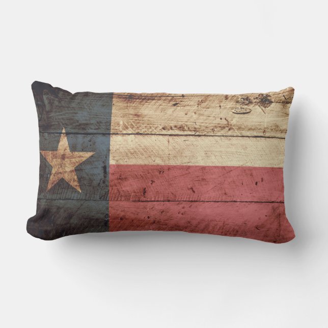 Texas statsflagga på gammal trästruktur lumbarkudde (Framsida)