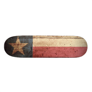 Texas statsflagga på gammal trästruktur old school skateboard bräda 18 cm