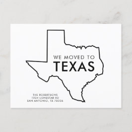 Texas Statskarta Svart och Vitt Ny adress Meddelande Vykort