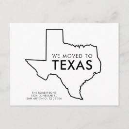 Texas Statskarta Svart och Vitt Ny adress Meddelande Vykort
