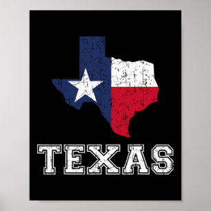 Texas Stolt Texan Patriot Amerikan Usa Flagga Vint Poster