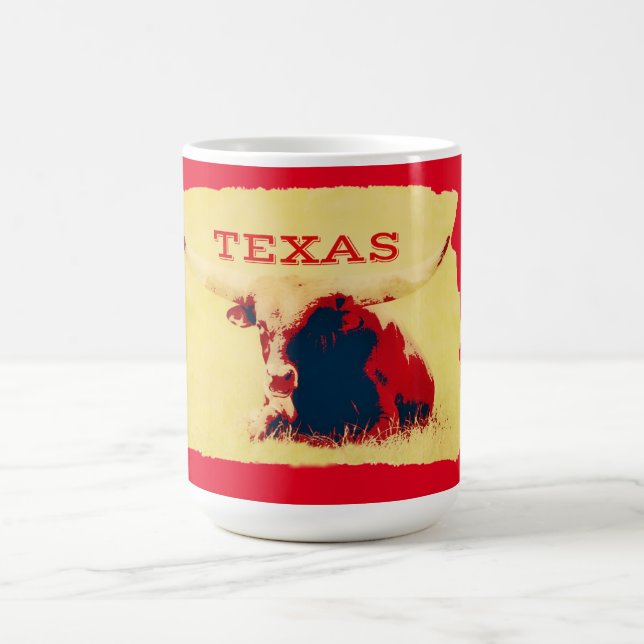 Texas Stor Ko Retro Art Kopp Mugge (Center)
