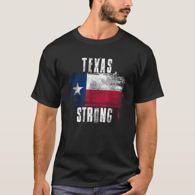 Texas Strong Distress Flagga Texan Pride T Shirt (Framsida)