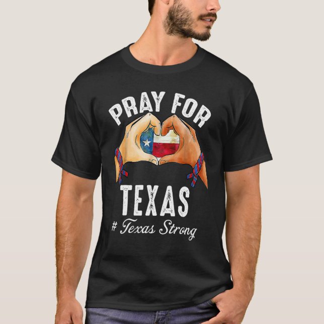 Texas Strong Pray for Texas Flagga Karta 5 T Shirt (Framsida)