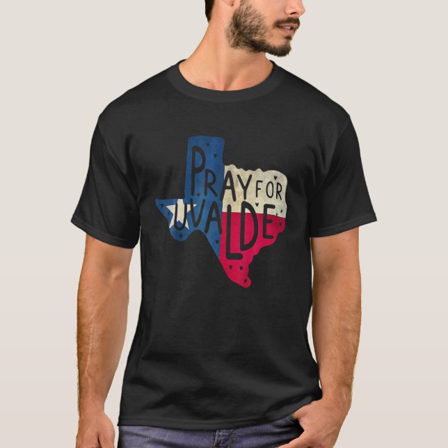 Texas Strong Pray for Texas Flagga Karta T Shirt (Framsida)