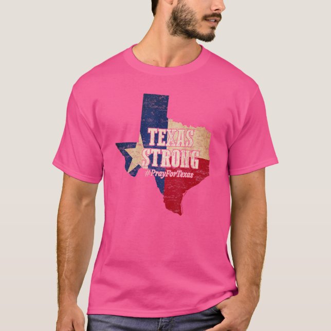 Texas Strong Pray for Texas Flagga Karta T Shirt (Framsida)