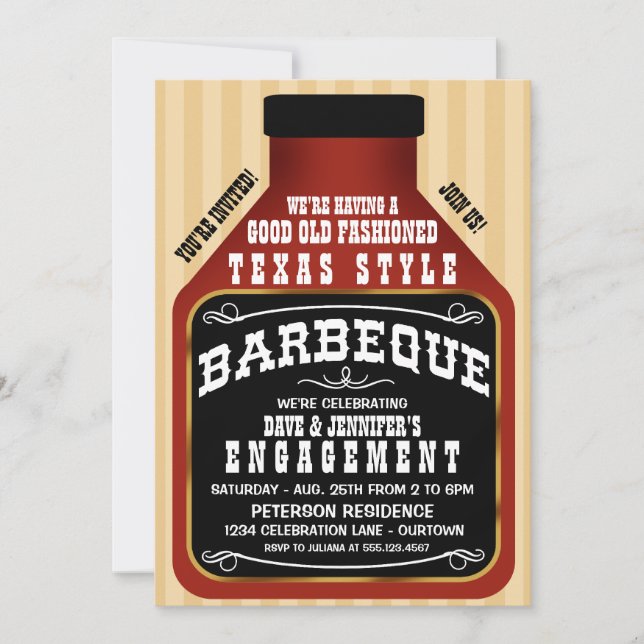 Texas Style BBQ Engagemangspartaj Invitationer Inbjudningar (Framsida)
