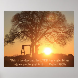 Texas Sunrise w/ Verse från Psalm 118:24 Poster