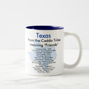 Texas symboler & karta Två-Tonad mugg
