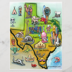 Texas Tecknad Karta Flyer