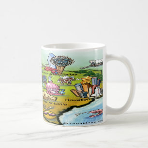 Texas Tecknad Karta Kaffemugg