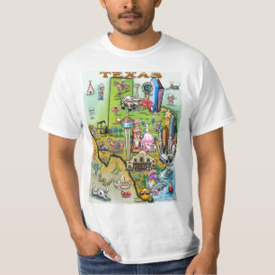 Texas Tecknad Karta T Shirt