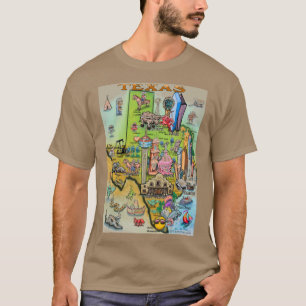 Texas Tecknad Karta T Shirt