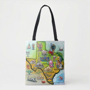 Texas Tecknad Karta Tygkasse