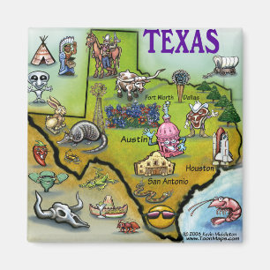 TEXAS tecknadkarta Magnet